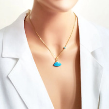 Turquois Necklace-Cleopatra Style Turquoise Pendant-Gold Filled Turquoise Chain