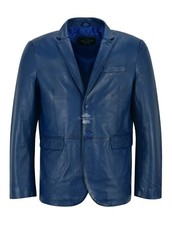 Men Leather BLAZER Blue