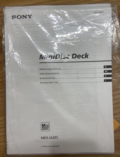 Sony minidisc deck mds - minidisc, mds-ja3es