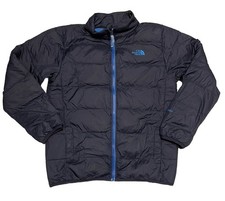 North Face Jacket Boys Large 550 Blue Down Puffer Winter Coat Full Zip Authentic