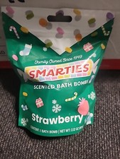 NEW SMARTIES CANDY Strawberry scented bath bomb tints & fizzes bath water