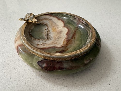 Vintage green onyx ashtray - vintage,