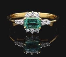 18k Solid Yellow Gold Natural Zambian Emerald Ring – 18k Gold Emerald Ring