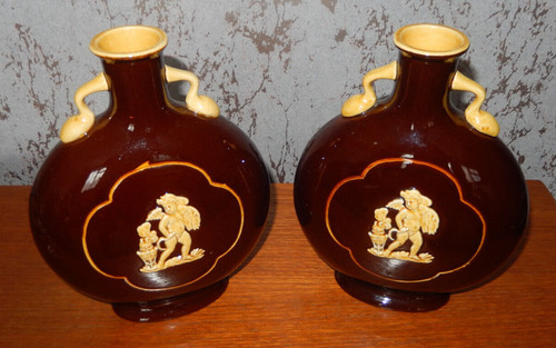 Pair moon flasks pate sur - of,