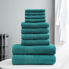 10 PCS TOWEL BALE SET 100% COMBED COTTON SOFT FACE HAND BATH BATHROOM TOWELS