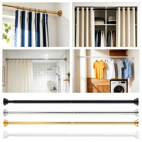 Telescopic curtain rod - telescopic, metal