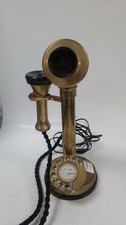 Vintage Brass Candlestick Rotary Dial Telephone Retro Style Decor