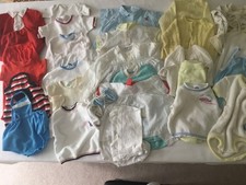 Job Lot Bundle Boys Clothes Baby Grow Vest Romper VINTAGE - 0-9 Months - 32items