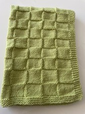 Handmade Knitted Blanket Green 30 X 21 Inches