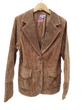 MI-TU Ladies UK 10 Vintage Brown Leather Suede Button-Up Casual Jacket Pre Loved