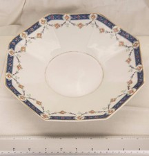 Serving Dish Bowl Union Ceramique UC Limoges France Blue White Gold