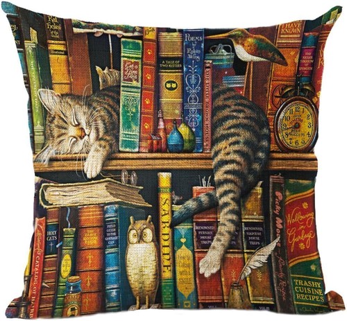 Sleeping cat cushion cover - cat,