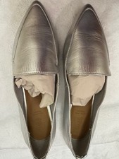 M&S SHOES PUMPS FLATS LOAFERS SIZE 6 WIDE FIT SILVER (WERE £39.50)