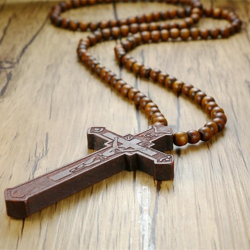 Large wooden rosary - large, necklace