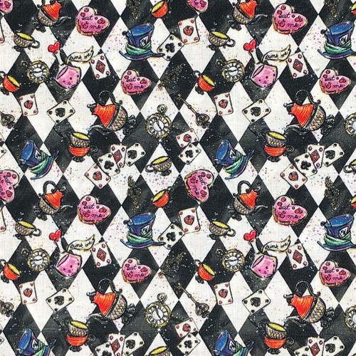 Cotton fabric alice in - -,