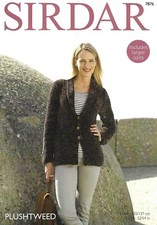 Sirdar Plushtweed Knitting Pattern 7876, Chunky Cardigan Shawl Collar 32" - 54" 