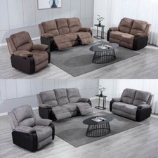 POSTANA HIGH BACK JUMBO CORD FABRIC RECLINER 3 + 2 + 1 SOFA ARMCHAIR SET SUITE 
