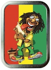 Rasta Man Smoke 2oz Silver Tobacco Tin . Bait Tin . Stash Can.
