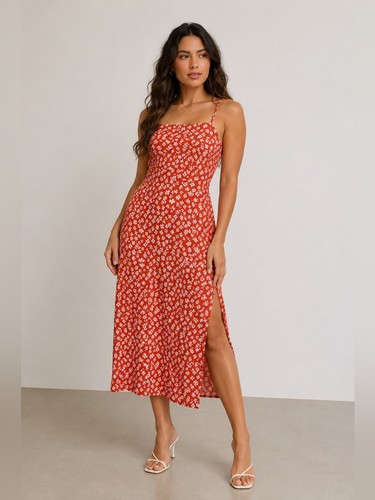 Zara coral tone floral midi - tone,