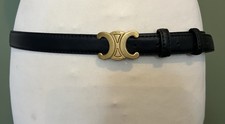 Celine Triomphe black leather belt 115 cms Gold Buckle