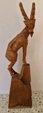 Vintage Swiss(?) Hand Carved Wooden Mountain Goat. Uncommon, has imperfections.