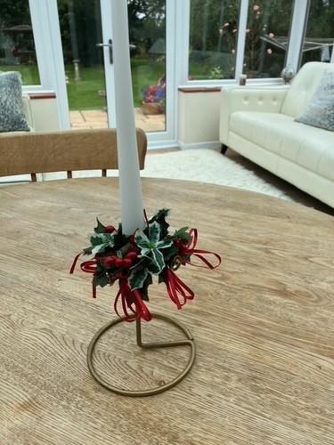 Holly ribbon candle ring - 3/4",