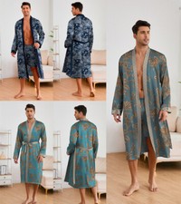 UK Mens Satin Kimono Bathrobe
