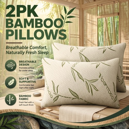 Bamboo memory foam pillow pack - pillow,