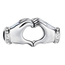 I Love You 'Heart in Hands' Charm Bracelet Bead - Genuine 925 Sterling Silver