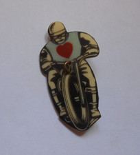 rider  on bike shape  , heart detail  SPEEDWAY  1950`s  original badge