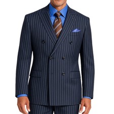 VINCI Men's Navy Pinstripe