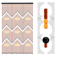 Bamboo Wooden Beaded Door Curtain 95x195cm Blind Fly Screen Summer Home Decor UK