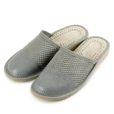 Womens Ladies Slippers Home Shoes Leather Grey Beige White Polskie Kapcie