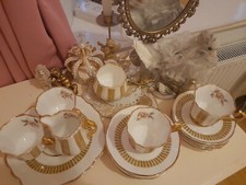 Vintage China Teaset CLARE Gold Gilt Art Deco Rose  19 piece