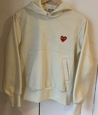 Boys Teens Commes Des Garcons Play Hoodie Hoody Ivory/Cream/Lemon Size Large