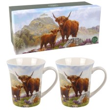 Set of 2 China Mugs Highland