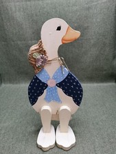 Vtg Handmade Painted Wooden Goose Duck Garden Ornament✨?✨