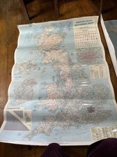 Large Vintage 1998 British Isles Motoring Car Road Miles Map Not Aa Man Cave