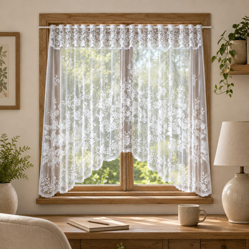 Lace short curtains sheer - lace,