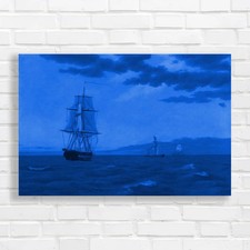 Sailboat Sunset at Sea Blue