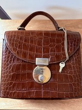 Russell & Bromley Lockable Vintage Bag Brown Mock Croc Leather