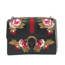 Gucci Dionysus Flower 403348 Women's Leather Shoulder Bag Black