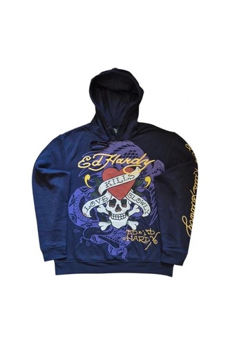 Hardy hoodie navy purple - ed,