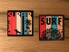 2x Surf Board Stickers Vintage