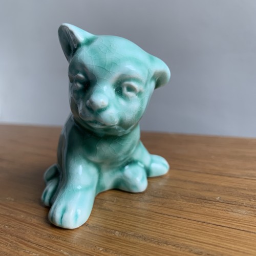 Vintage green ceramic dog - vintage,