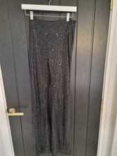 VERA AND LUCY BLACK SEQUIN TROUSERS UK SMALL 10/12 CHRISTMAS PARTY