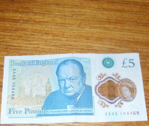 Note serial number aa45 - £5,