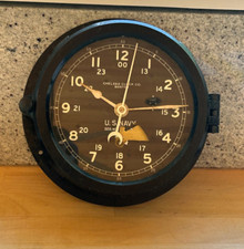 Chelsea Clock Co. Boston US NAVY Ship Clock - No Key  *Chipped Face*
