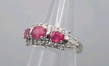 Beautiful 9ct 9 carat white gold size N 7 Ruby & Diamond Ring Band Eternity Gift