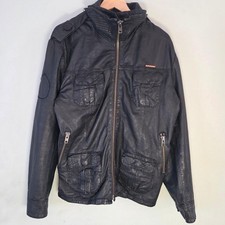 Superdry leather jacket - leather, mens